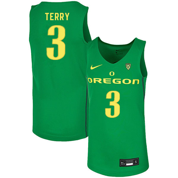 Men #3 Jalen Terry Oregon Ducks College Basketball Jerseys Sale-Green - Click Image to Close
